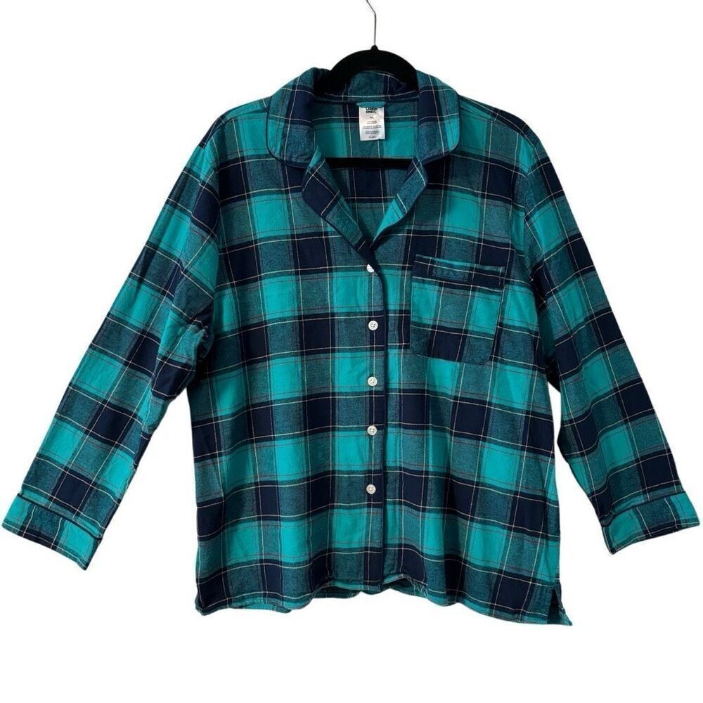 Lands End plaid flannel pajama top soft XXL EUC
